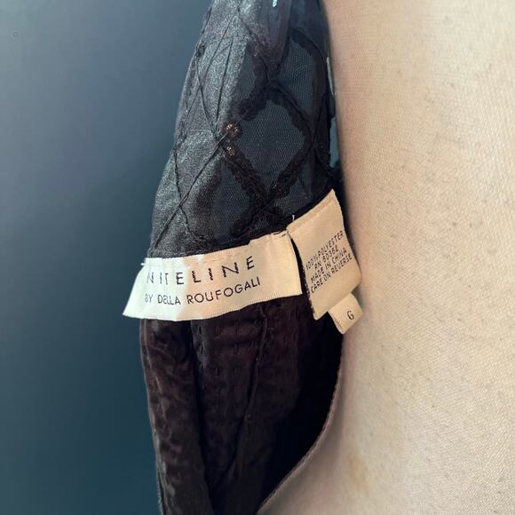 Niteline Della Roufogali Black Sequin Mesh‎ Dress Women's Size 6 80s Vintage - Picture 11 of 11